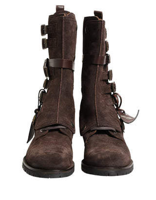 Braune Wildleder Combat Ankle Boots Schuhe