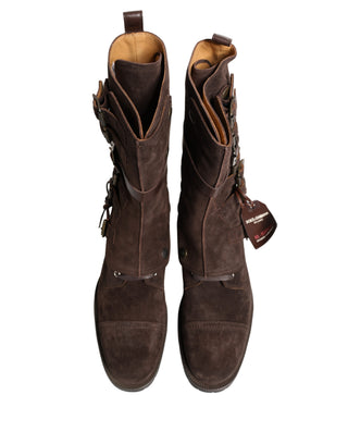 Braune Wildleder Combat Ankle Boots Schuhe