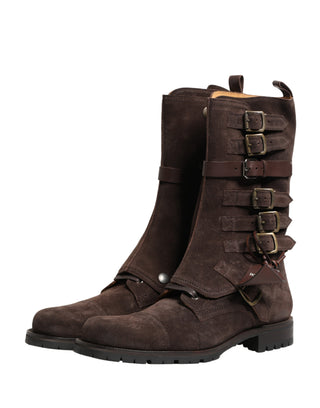 Braune Wildleder Combat Ankle Boots Schuhe