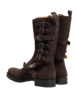 Braune Wildleder Combat Ankle Boots Schuhe