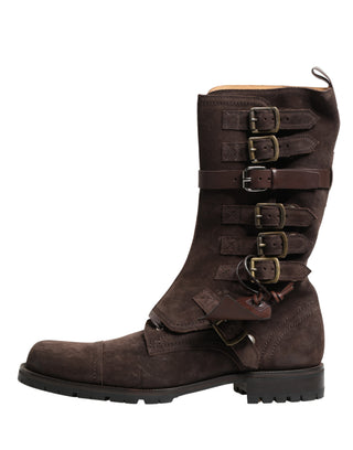 Braune Wildleder Combat Ankle Boots Schuhe