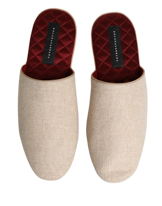 Beige Shetlandwolle Rot Gesteppte Hausschuhe