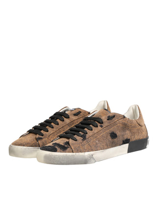 Braun Schwarze Patchwork Denim Low Top Sneaker Schuhe