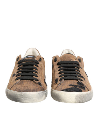 Braun Schwarze Patchwork Denim Low Top Sneaker Schuhe