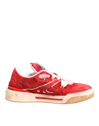 Zapatillas bajas rojas y blancas de ante con logo DG