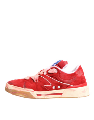 Zapatillas bajas rojas y blancas de ante con logo DG