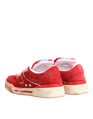 Zapatillas bajas rojas y blancas de ante con logo DG