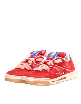 Zapatillas bajas rojas y blancas de ante con logo DG