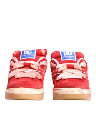 Zapatillas bajas rojas y blancas de ante con logo DG