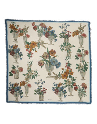 Estola de cachemira con jarrón de flores blanco 132cm x 128cm Bufanda  