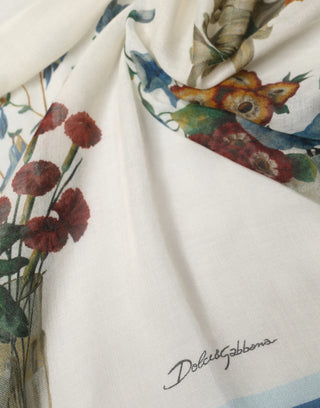 Estola de cachemira con jarrón de flores blanco 132cm x 128cm Bufanda  