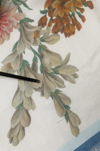 Estola de cachemira con jarrón de flores blanco 132cm x 128cm Bufanda  