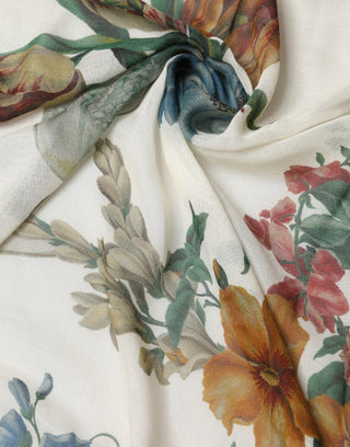 Estola de cachemira con jarrón de flores blanco 132cm x 128cm Bufanda  