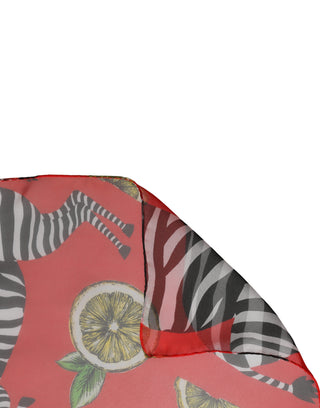 Red Zebra Print Silk Wrap Shawl Stole 200cm x 132cm Scarf