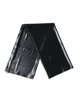 Black Silk Lurex Foulard Wrap Shawl 119cm x 117.5cm  Scarf