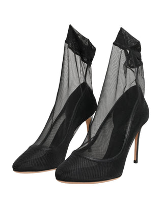 Black Nylon Stretch Mesh Sock Boots Shoes
