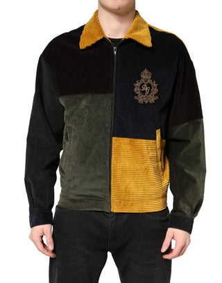 Mehrfarbige Patchwork-Cord-Crest-Jacke