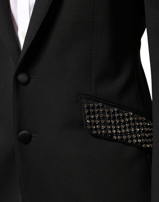Black Embellished Single Breasted Blazer