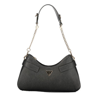 Bolso de mano negro de poliuretano para mujer
