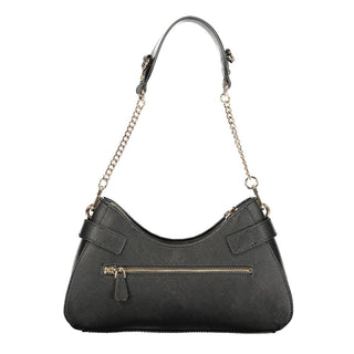 Bolso de mano negro de poliuretano para mujer