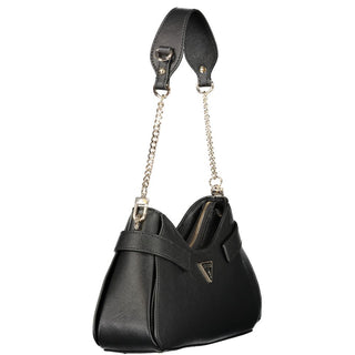Bolso de mano negro de poliuretano para mujer