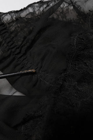Black Silk Floral Lace Lingerie Top Underwear