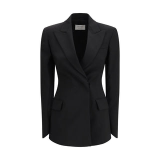 Schwarzer Blazer aus Fleece-Wolle