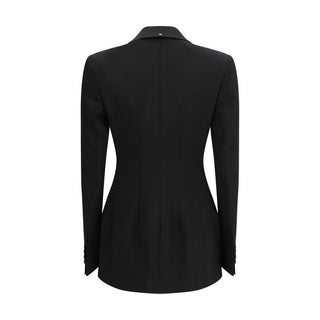 Schwarzer Blazer aus Fleece-Wolle