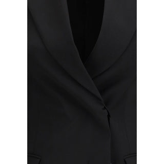 Schwarzer Blazer aus Fleece-Wolle