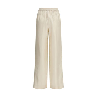 Beige Silk Casual Pants