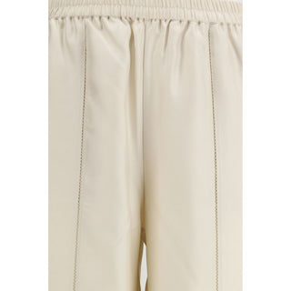 Beige Silk Casual Pants
