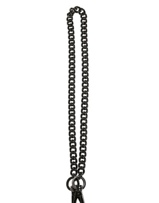 Black Leather Silver Chain Waist Men Belt