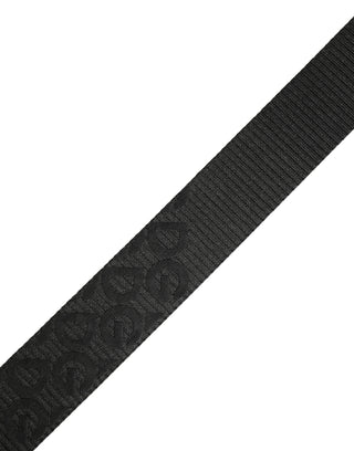 Black Logo Monogram Silver Metal Buckle Belt