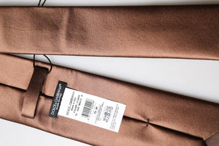 Corbata ajustable de hombre ancha de satén marrón 100% seda