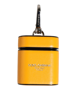 Case Yellow Calf Leather Logo Flip Holder Strap Airpods