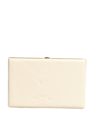White Lambskin Leather Clutch Evening Women Purse Bag
