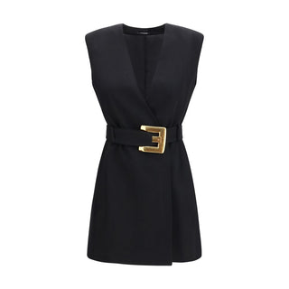Vestido de cóctel negro de lana