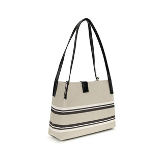 Beige Baumwoll-Schultertasche