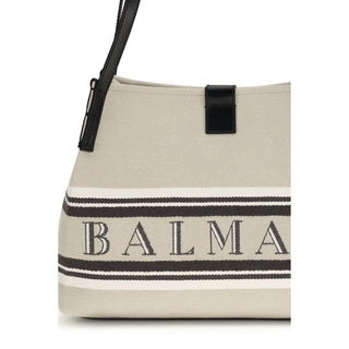 Beige Baumwoll-Schultertasche
