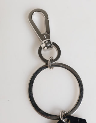 Schwarz Silber Messing LogoPlakette Metall Ring Schlüsselring Schlüsselanhänger