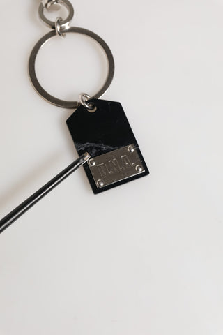 Black Silver Brass LogoPlaque Metal Ring Keyring  Keychain