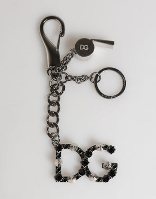 Schlüsselanhänger aus Silber, Messing, Metall mit DG-Logo und Kristall