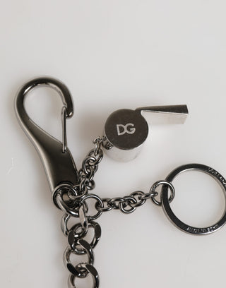 Schlüsselanhänger aus Silber, Messing, Metall mit DG-Logo und Kristall