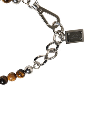 Silberfarbene Messingkette Perlen-Edelstein-DG-Logo-Armband