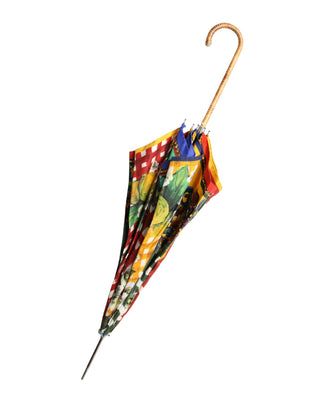 Multicolor Carretto Siciliano Print Collapsible Umbrella