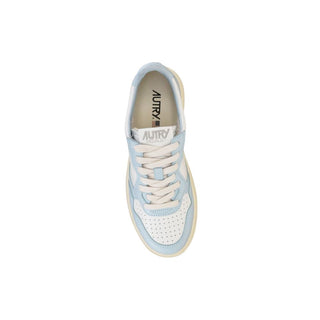 Blue Leather Low Top Sneakers