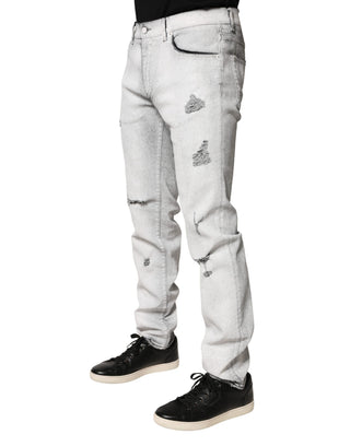 Jeans ajustados para hombre gris claro desgastados