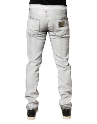 Jeans ajustados para hombre gris claro desgastados
