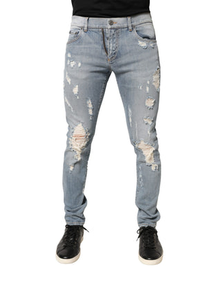 Hellblaue Used Skinny Herren Jeans