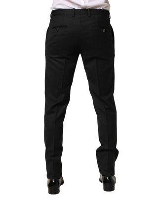 Pantalones de vestir ajustados de lana negra para hombre